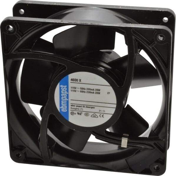 EBM Papst - 115 Volts, AC, 106 CFM, Square Tube Axial Fan - 0.16 Amp Rating, 119mm High x 119mm Wide x 1-1/2" Deep - Americas Industrial Supply