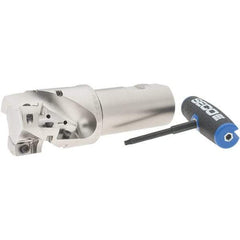 Seco - 2" Cut Diam, 1.85" Max Depth of Cut, 1-1/2" Shank Diam, 5.49" OAL, Indexable Square Shoulder Helical End Mill - XO.X 1806 Inserts, Weldon Shank, 90° Lead Angle, Through Coolant, Series Power Turbo - Americas Industrial Supply