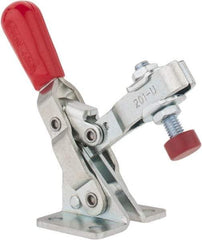 De-Sta-Co - 100 Lb Holding Capacity, Vertical Handle, Manual Hold Down Toggle Clamp - 55° Handle Movement, 100° Bar Opening, U-Bar, Flanged Base, Electro-Plated Zinc, Carbon Steel - Americas Industrial Supply