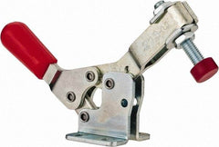 De-Sta-Co - 150 Lb Holding Capacity, Horizontal Handle, Manual Hold Down Toggle Clamp - 60° Handle Movement, 90° Bar Opening, U-Bar, Flanged Base, Electro-Plated Zinc, Carbon Steel - Americas Industrial Supply