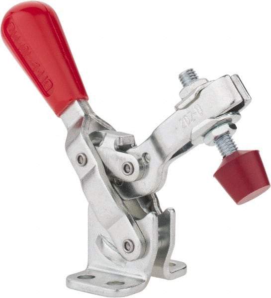 De-Sta-Co - 200 Lb Holding Capacity, Vertical Handle, Manual Hold Down Toggle Clamp - 65° Handle Movement, 105° Bar Opening, U-Bar, Flanged Base, Electro-Plated Zinc, Carbon Steel - Americas Industrial Supply