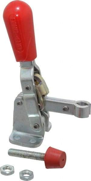De-Sta-Co - 200 Lb Holding Capacity, Vertical Handle, Manual Hold Down Toggle Clamp - 65° Handle Movement, 105° Bar Opening, U-Bar, Flanged Base, Electro-Plated Zinc, Carbon Steel - Americas Industrial Supply