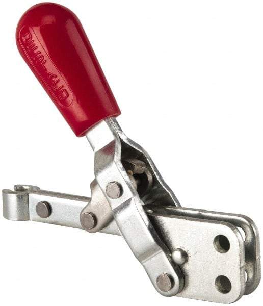 De-Sta-Co - 200 Lb Holding Capacity, Vertical Handle, Manual Hold Down Toggle Clamp - 65° Handle Movement, 105° Bar Opening, Solid Bar, Straight Base, Electro-Plated Zinc, Carbon Steel - Americas Industrial Supply