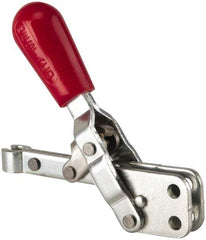 De-Sta-Co - 200 Lb Holding Capacity, Vertical Handle, Manual Hold Down Toggle Clamp - 65° Handle Movement, 105° Bar Opening, Solid Bar, Straight Base, Electro-Plated Zinc, Carbon Steel - Americas Industrial Supply