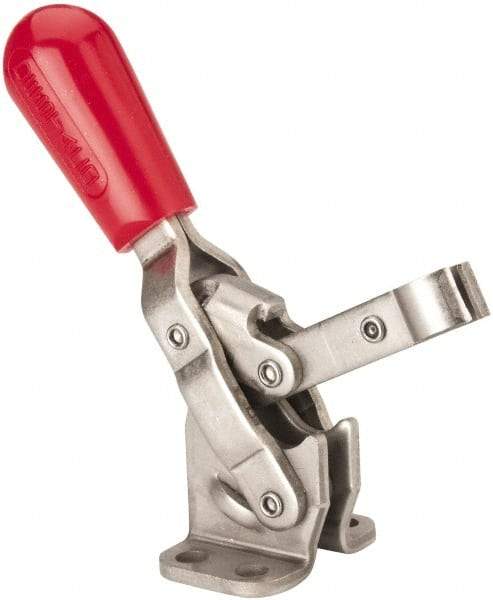 De-Sta-Co - 250 Lb Holding Capacity, Vertical Handle, Manual Hold Down Toggle Clamp - 65° Handle Movement, 105° Bar Opening, Solid Bar, Flanged Base, Electro-Plated Zinc, Stainless Steel - Americas Industrial Supply