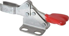 De-Sta-Co - 100 Lb Holding Capacity, Horizontal Handle, Manual Hold Down Toggle Clamp - 90° Handle Movement, 90° Bar Opening, U-Bar, Flanged Base, Electro-Plated Zinc, Stainless Steel - Americas Industrial Supply