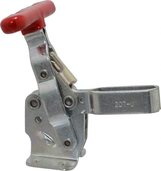 De-Sta-Co - 375 Lb Holding Capacity, Vertical Handle, Manual Hold Down Toggle Clamp - 57° Handle Movement, 99° Bar Opening, U-Bar, Flanged Base, Electro-Plated Zinc, Carbon Steel - Americas Industrial Supply
