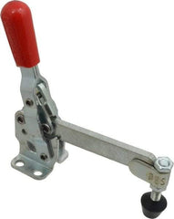 De-Sta-Co - 500 Lb Holding Capacity, Vertical Handle, Manual Hold Down Toggle Clamp - 57° Handle Movement, 99° Bar Opening, Solid Bar, Flanged Base, Electro-Plated Zinc, Carbon Steel - Americas Industrial Supply