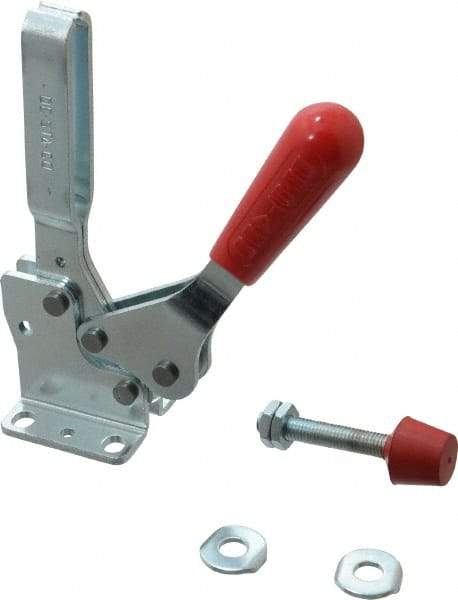 De-Sta-Co - 750 Lb Holding Capacity, Horizontal Handle, Manual Hold Down Toggle Clamp - 59° Handle Movement, 93° Bar Opening, U-Bar, Flanged Base, Electro-Plated Zinc, Carbon Steel - Americas Industrial Supply