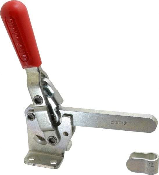 De-Sta-Co - 1,000 Lb Holding Capacity, Vertical Handle, Manual Hold Down Toggle Clamp - 67° Handle Movement, 120° Bar Opening, Solid Bar, Flanged Base, Electro-Plated Zinc, Carbon Steel - Americas Industrial Supply