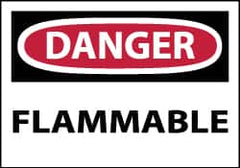 NMC - Danger - Flammable, Pressure Sensitive Vinyl Fire Sign - 5" Wide x 3" High - Americas Industrial Supply