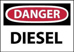 NMC - Hazardous Materials Label, Header: DANGER - Legend: Danger - Diesel, English, Red, Black & White, 5" Long x 3" High, Sign Muscle Finish - Americas Industrial Supply