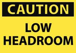 NMC - Accident Prevention Label, Header: CAUTION - Legend: Caution - Low Headroom, English, Black & Yellow, 5" Long x 3" High, Sign Muscle Finish - Americas Industrial Supply