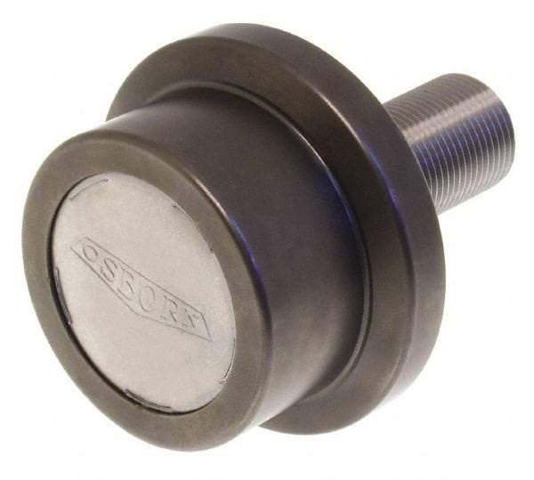 Osborn International - 3" Roller Diam x 2" Width, 1-1/4" Stud Diam x 2-1/2" Length, Flanged Concentric Stud Load Runner - Steel, 1-3/4" Thread Length, 1-1/4-12 Thread, 4-1/2" OAL, 10,500 Lb Dynamic Cap - Americas Industrial Supply