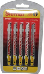 Starrett - 4" Long, 6 Teeth per Inch, Bi-Metal Jig Saw Blade - Toothed Edge, 5/16" Wide x 0.05" Thick, U-Shank, Ground Taper Tooth Set - Americas Industrial Supply