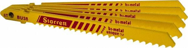 Starrett - 4" Long, 8 Teeth per Inch, Bi-Metal Jig Saw Blade - Toothed Edge, 5/16" Wide x 0.05" Thick, U-Shank, Alternate Tooth Set - Americas Industrial Supply