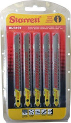 Starrett - 4" Long, 10 Teeth per Inch, Bi-Metal Jig Saw Blade - Toothed Edge, 5/16" Wide x 0.05" Thick, U-Shank, Ground Taper Tooth Set - Americas Industrial Supply