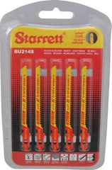 Starrett - 3" Long, 14 Teeth per Inch, Bi-Metal Jig Saw Blade - Toothed Edge, 3/16" Wide x 0.04" Thick, U-Shank, Wavy Tooth Set - Americas Industrial Supply