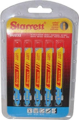 Starrett - 3" Long, 32 Teeth per Inch, Bi-Metal Jig Saw Blade - Toothed Edge, 5/16" Wide x 0.04" Thick, U-Shank, Wavy Tooth Set - Americas Industrial Supply