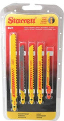 Starrett - 5 Piece, 3" to 5" Long, 6 to 14 Teeth per Inch, Bi-Metal Jig Saw Blade Set - Toothed Edge, 3/16" to 3/8" Wide, 0.04" to 0.05" Thick, U-Shank - Americas Industrial Supply