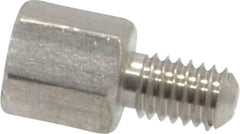 Electro Hardware - M3x0.50, 9.76mm OAL, 4.5mm Across Flats, Stainless Steel Hex Male/Female Circuit Board Standoffs - 6.4mm Thread Depth, 5mm Body Length, Uncoated - Americas Industrial Supply