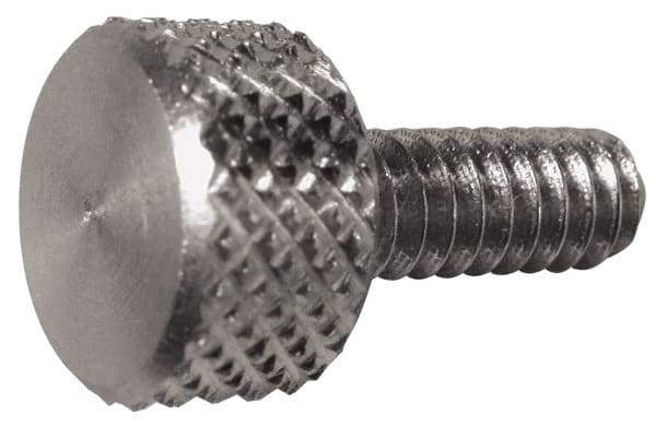 Electro Hardware - #6-32 Knurled Shoulderless Grade 303 Stainless Steel Thumb Screw - 5/8" OAL, 5/16" Head Diam x 3/16" Head Height, Uncoated - Americas Industrial Supply