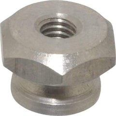 Electro Hardware - #10-32 UNF Thread, Uncoated, Grade 303 Stainless Steel Hex Thumb Nut - 11/32" Overall Height, 1/2" Head Diam - Americas Industrial Supply