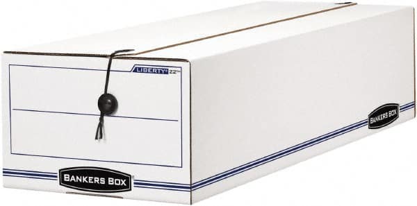 BANKERS BOX - 1 Compartment, 9-3/4" Wide x 6-1/4" High x 23-3/4" Deep, Storage Box - Corrugated Cardboard, White/Blue - Americas Industrial Supply