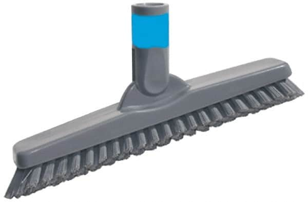 Unger - 1" Bristle Length, Polypropylene Scrub Brush - 9-1/2" OAL, Straight Handle, Gray, Plastic Block - Americas Industrial Supply