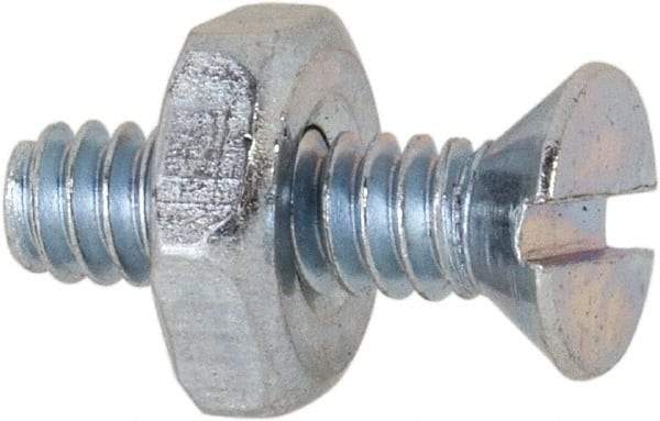 Value Collection - #6-32 UNC, 1/2" OAL Slotted Drive Machine Screw - Flat Head, Grade 2 Steel, Zinc-Plated Finish, Without Washer - Americas Industrial Supply
