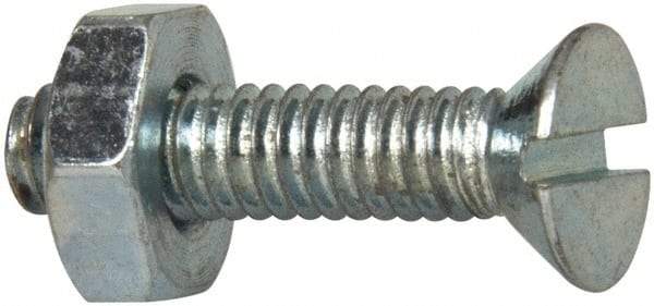 Value Collection - #8-32 UNC, 5/8" OAL Slotted Drive Machine Screw - Flat Head, Grade 2 Steel, Zinc-Plated Finish, Without Washer - Americas Industrial Supply