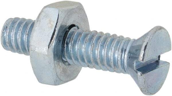 Value Collection - #8-32 UNC, 3/4" OAL Slotted Drive Machine Screw - Flat Head, Grade 2 Steel, Zinc-Plated Finish, Without Washer - Americas Industrial Supply