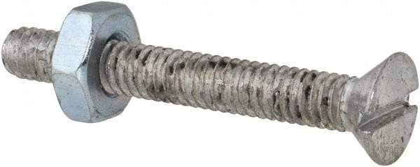 Value Collection - #8-32 UNC, 1-1/4" OAL Slotted Drive Machine Screw - Flat Head, Grade 2 Steel, Zinc-Plated Finish, Without Washer - Americas Industrial Supply