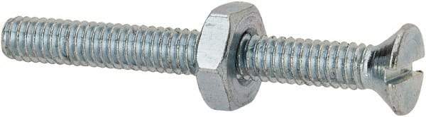 Value Collection - #8-32 UNC, 1-1/2" OAL Slotted Drive Machine Screw - Flat Head, Grade 2 Steel, Zinc-Plated Finish, Without Washer - Americas Industrial Supply