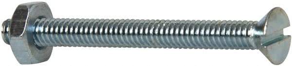 Value Collection - #8-32 UNC, 1-3/4" OAL Slotted Drive Machine Screw - Flat Head, Grade 2 Steel, Zinc-Plated Finish, Without Washer - Americas Industrial Supply