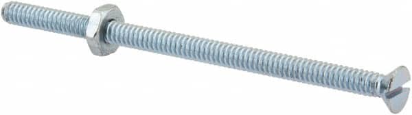 Value Collection - #10-24 UNC, 3-1/2" OAL Slotted Drive Machine Screw - Flat Head, Grade 2 Steel, Zinc-Plated Finish, Without Washer - Americas Industrial Supply
