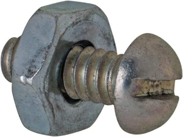 Value Collection - #6-32 UNC, 3/8" Length Under Head Slotted Drive Machine Screw - Round Head, Grade 2 Steel, Zinc-Plated Finish, Without Washer - Americas Industrial Supply