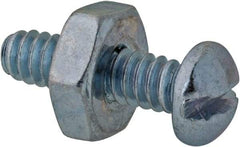 Value Collection - #6-32 UNC, 1/2" Length Under Head Slotted Drive Machine Screw - Round Head, Grade 2 Steel, Zinc-Plated Finish, Without Washer - Americas Industrial Supply