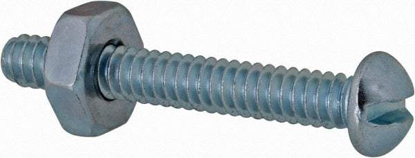 Value Collection - #6-32 UNC, 1" Length Under Head Slotted Drive Machine Screw - Round Head, Grade 2 Steel, Zinc-Plated Finish, Without Washer - Americas Industrial Supply