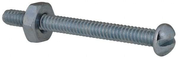 Value Collection - #6-32 UNC, 1-1/2" Length Under Head Slotted Drive Machine Screw - Round Head, Grade 2 Steel, Zinc-Plated Finish, Without Washer - Americas Industrial Supply