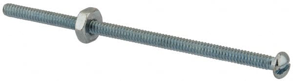 Value Collection - #6-32 UNC, 3" Length Under Head Slotted Drive Machine Screw - Round Head, Grade 2 Steel, Zinc-Plated Finish, Without Washer - Americas Industrial Supply