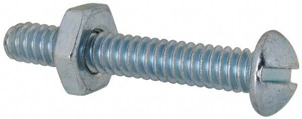 Value Collection - #10-24 UNC, 1-1/4" Length Under Head Slotted Drive Machine Screw - Round Head, Grade 2 Steel, Zinc-Plated Finish, Without Washer - Americas Industrial Supply