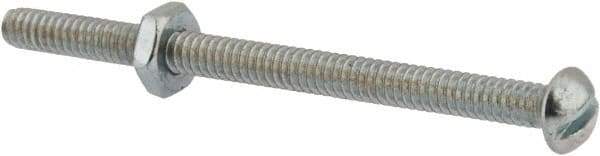 Value Collection - #10-24 UNC, 2-3/4" Length Under Head Slotted Drive Machine Screw - Round Head, Grade 2 Steel, Zinc-Plated Finish, Without Washer - Americas Industrial Supply