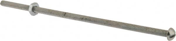 Value Collection - #10-24 UNC, 6" Length Under Head Slotted Drive Machine Screw - Round Head, Grade 2 Steel, Zinc-Plated Finish, Without Washer - Americas Industrial Supply