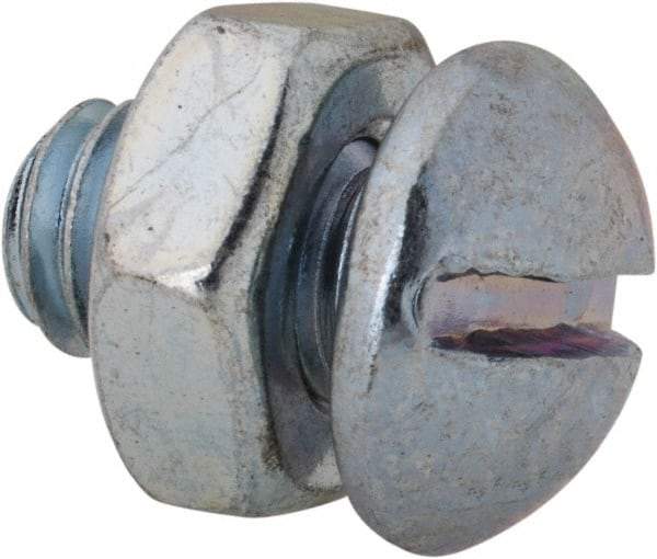 Value Collection - 5/16-18 UNC, 1/2" Length Under Head Slotted Drive Machine Screw - Round Head, Grade 2 Steel, Zinc-Plated Finish, Without Washer - Americas Industrial Supply