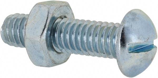 Value Collection - 5/16-18 UNC, 1-1/4" Length Under Head Slotted Drive Machine Screw - Round Head, Grade 2 Steel, Zinc-Plated Finish, Without Washer - Americas Industrial Supply