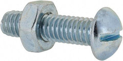Value Collection - 5/16-18 UNC, 1-1/4" Length Under Head Slotted Drive Machine Screw - Round Head, Grade 2 Steel, Zinc-Plated Finish, Without Washer - Americas Industrial Supply