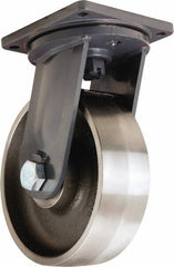 Hamilton - 12" Diam x 4" Wide x 15-1/2" OAH Top Plate Mount Swivel Caster - Forged Steel, 20,000 Lb Capacity, Tapered Roller Bearing, 8-1/2 x 8-1/2" Plate - Americas Industrial Supply
