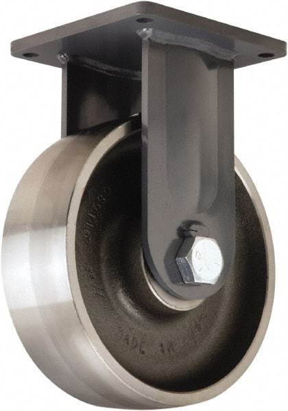 Hamilton - 12" Diam x 4" Wide x 15-1/2" OAH Top Plate Mount Rigid Caster - Forged Steel, 20,000 Lb Capacity, Tapered Roller Bearing, 8-1/2 x 8-1/2" Plate - Americas Industrial Supply