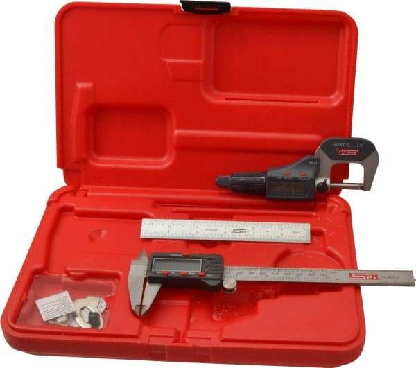 SPI - 3 Piece, Machinist Caliper and Micrometer Tool Kit - 0.0001 Inch Graduation - Americas Industrial Supply